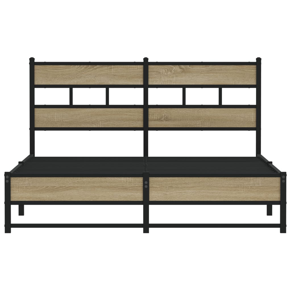 Metal Bed Frame without Mattress Sonoma Oak 140x190 cm