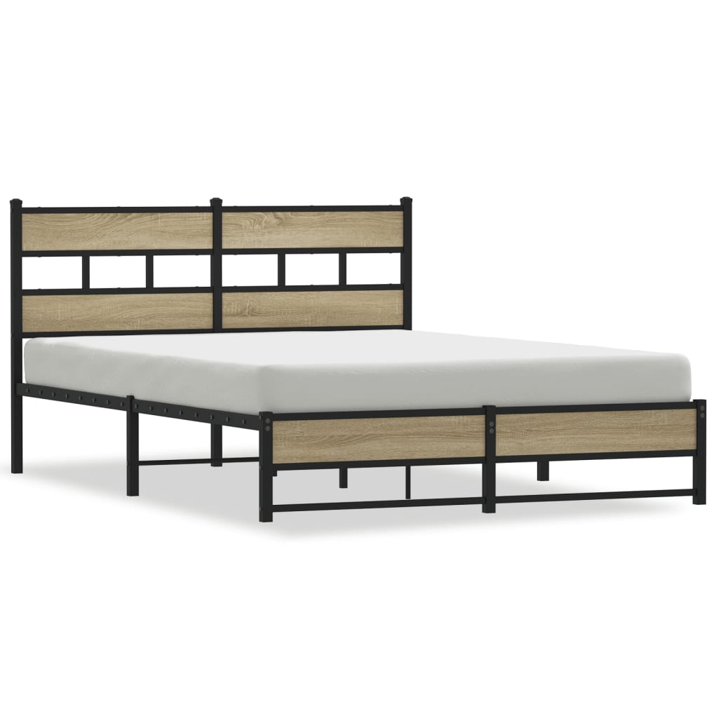 Metal Bed Frame without Mattress Sonoma Oak 160x200 cm