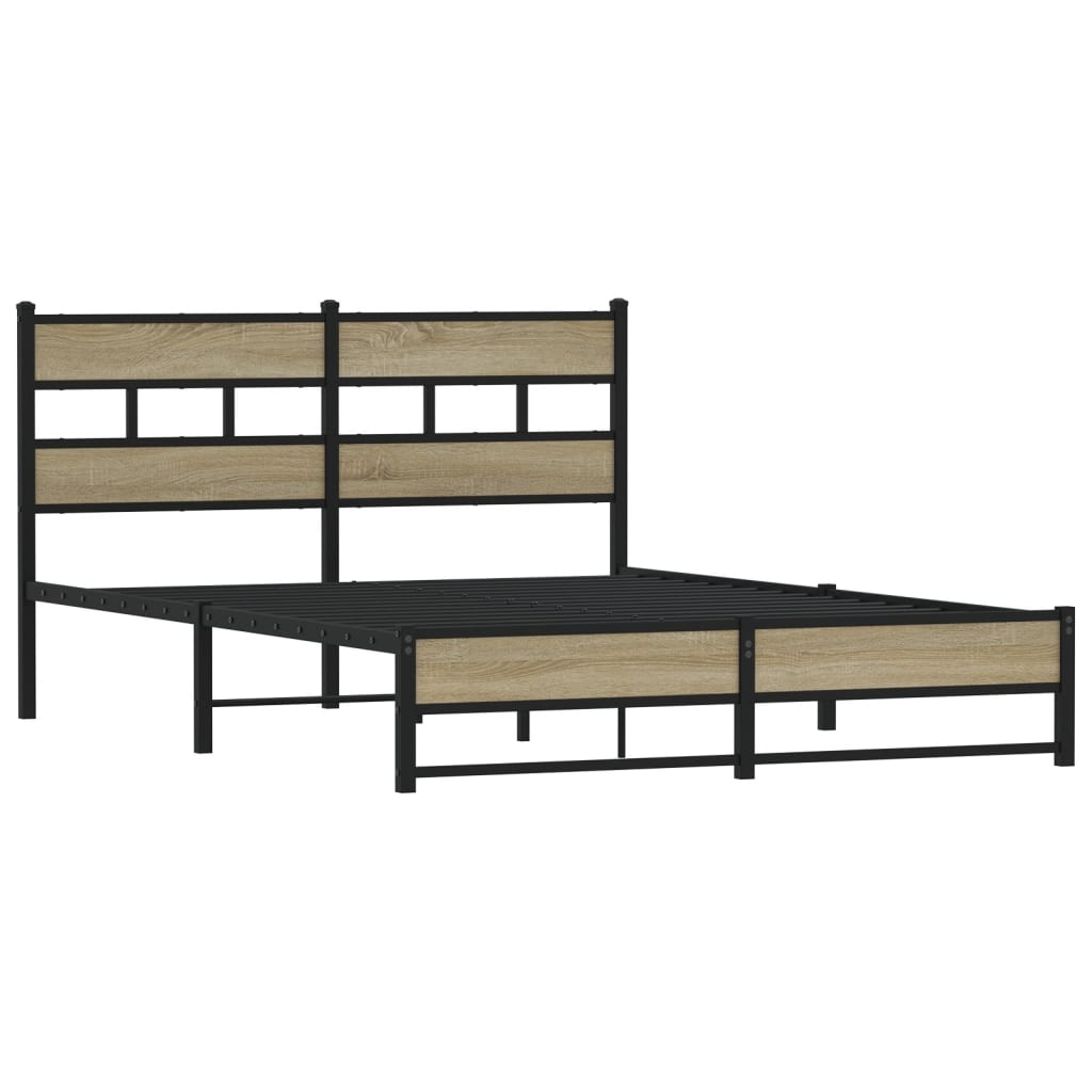 Metal Bed Frame without Mattress Sonoma Oak 160x200 cm
