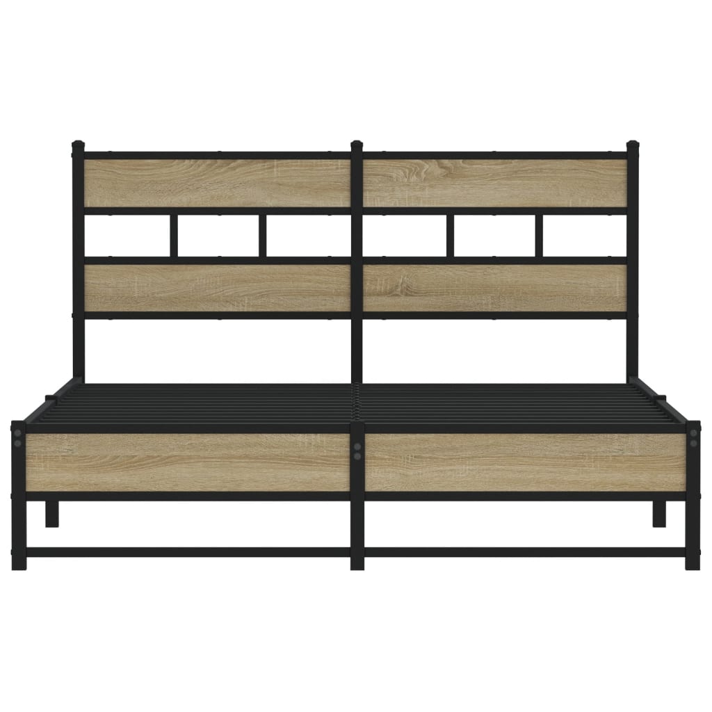 Metal Bed Frame without Mattress Sonoma Oak 160x200 cm