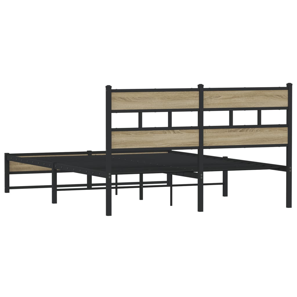 Metal Bed Frame without Mattress Sonoma Oak 160x200 cm