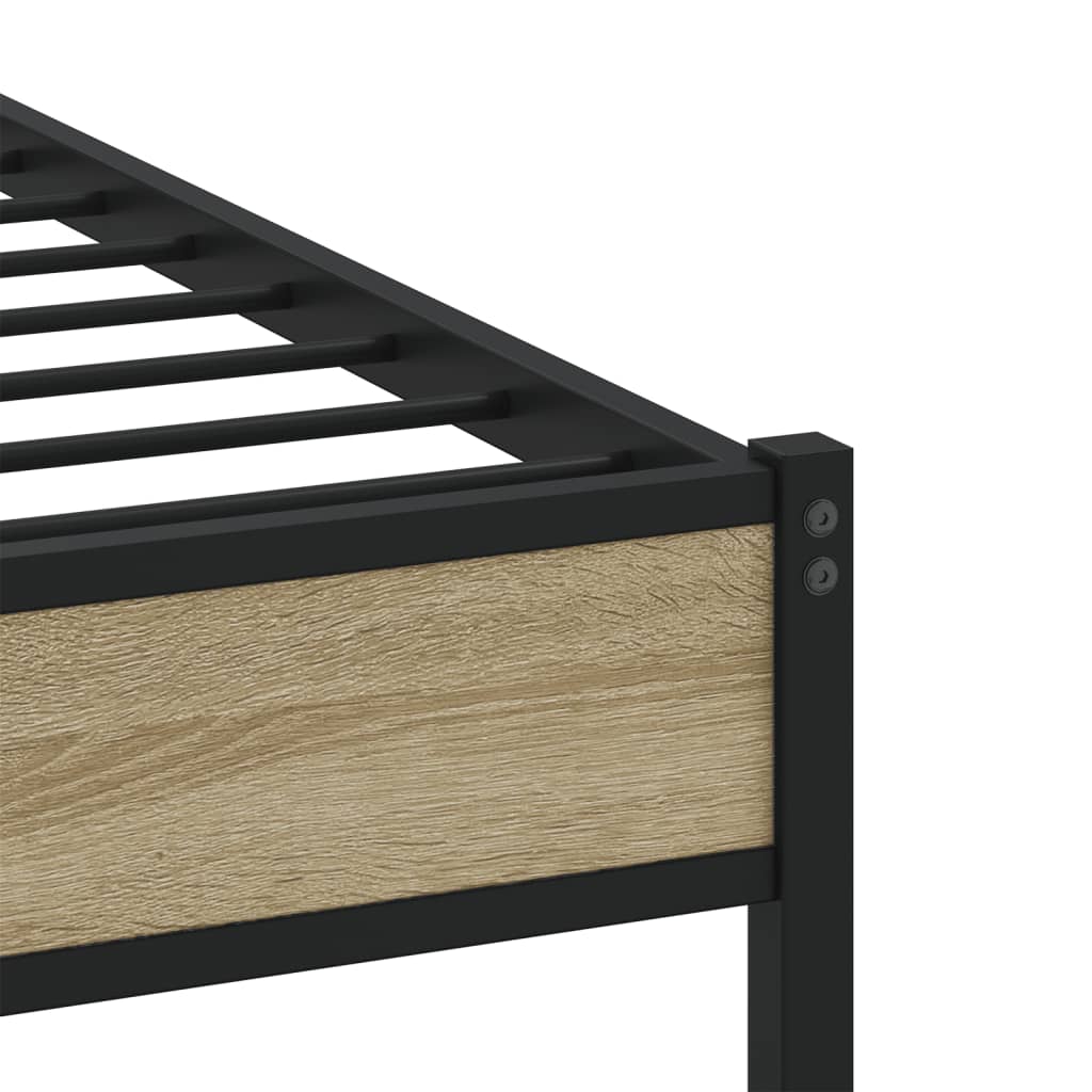Metal Bed Frame without Mattress Sonoma Oak 160x200 cm