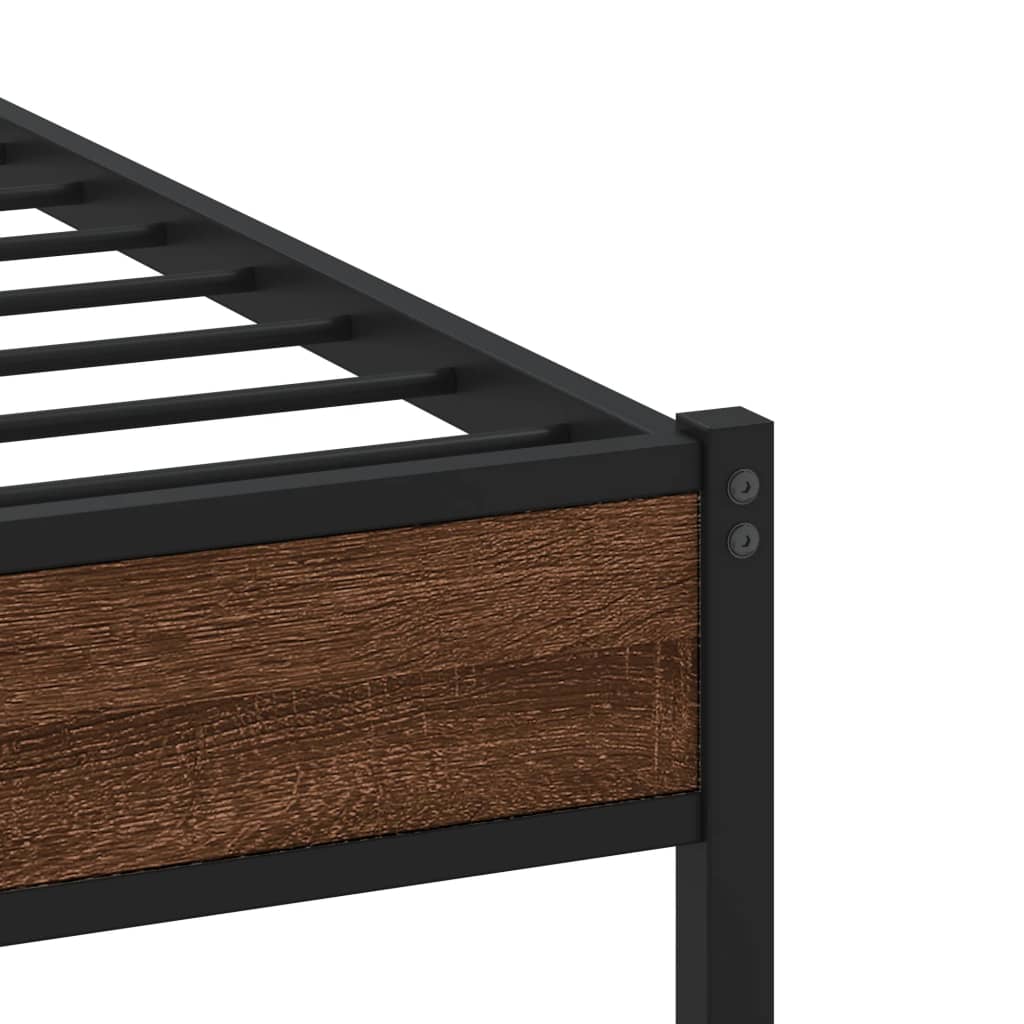 Bed Frame without Mattress Brown Oak 100x190 cm Engineered Wood