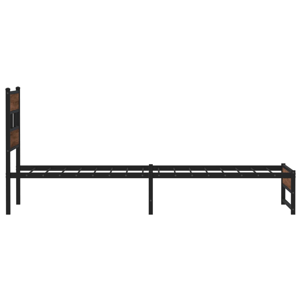 Metal Bed Frame without Mattress Brown Oak 75x190 cm Small Single