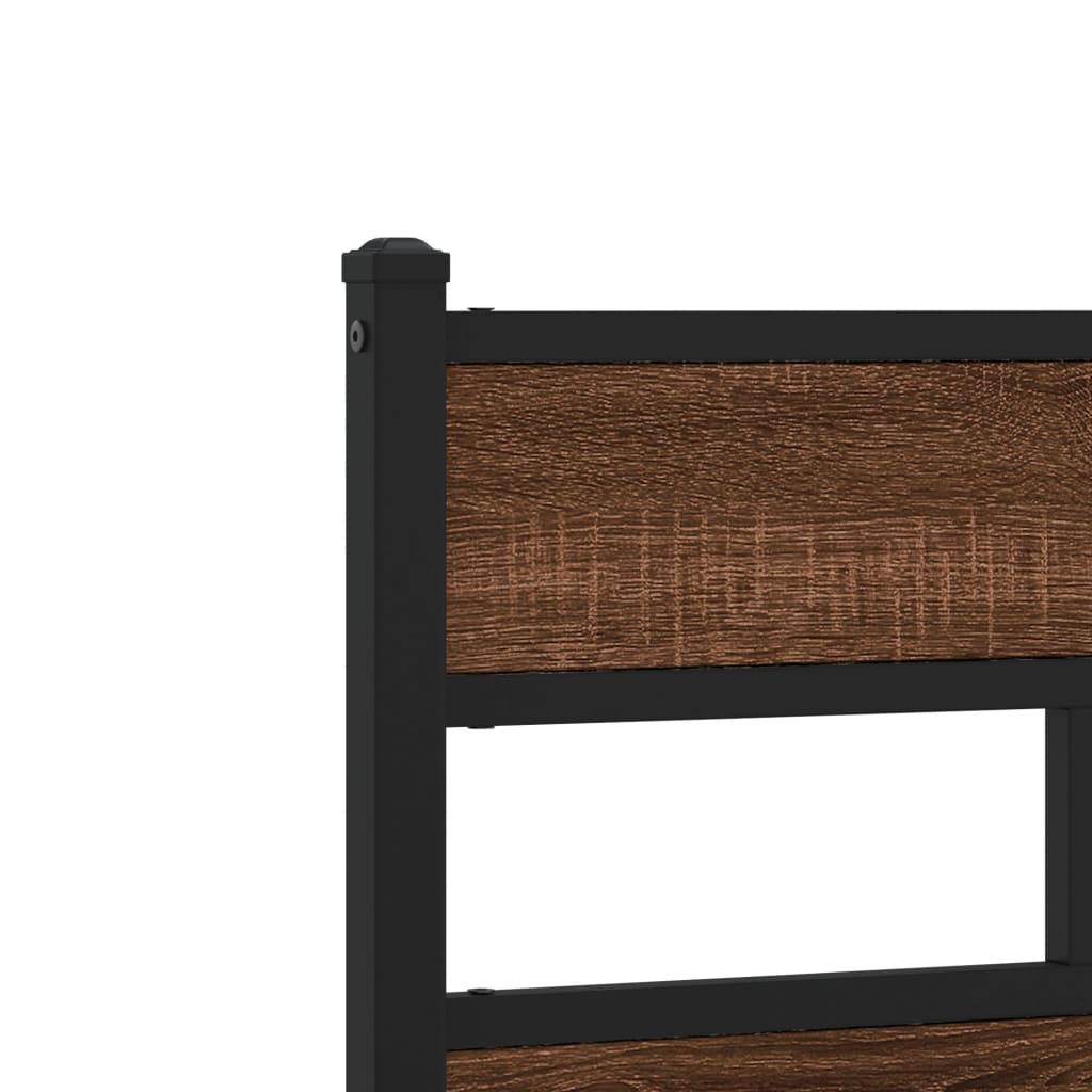 Metal Bed Frame without Mattress Brown Oak 100x190 cm
