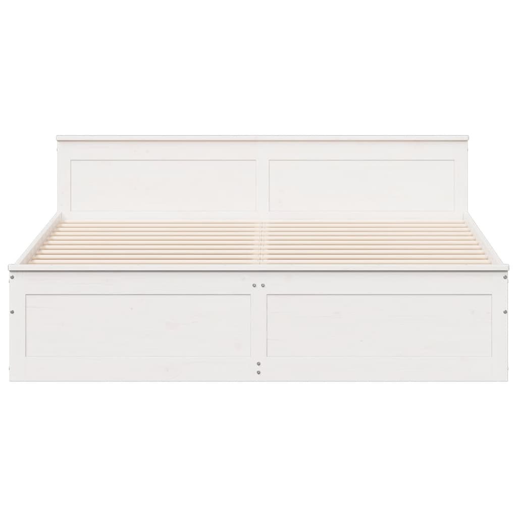 Rustic Wooden Emperor Size 2m Bed Frame Base With Drawers & Headboard