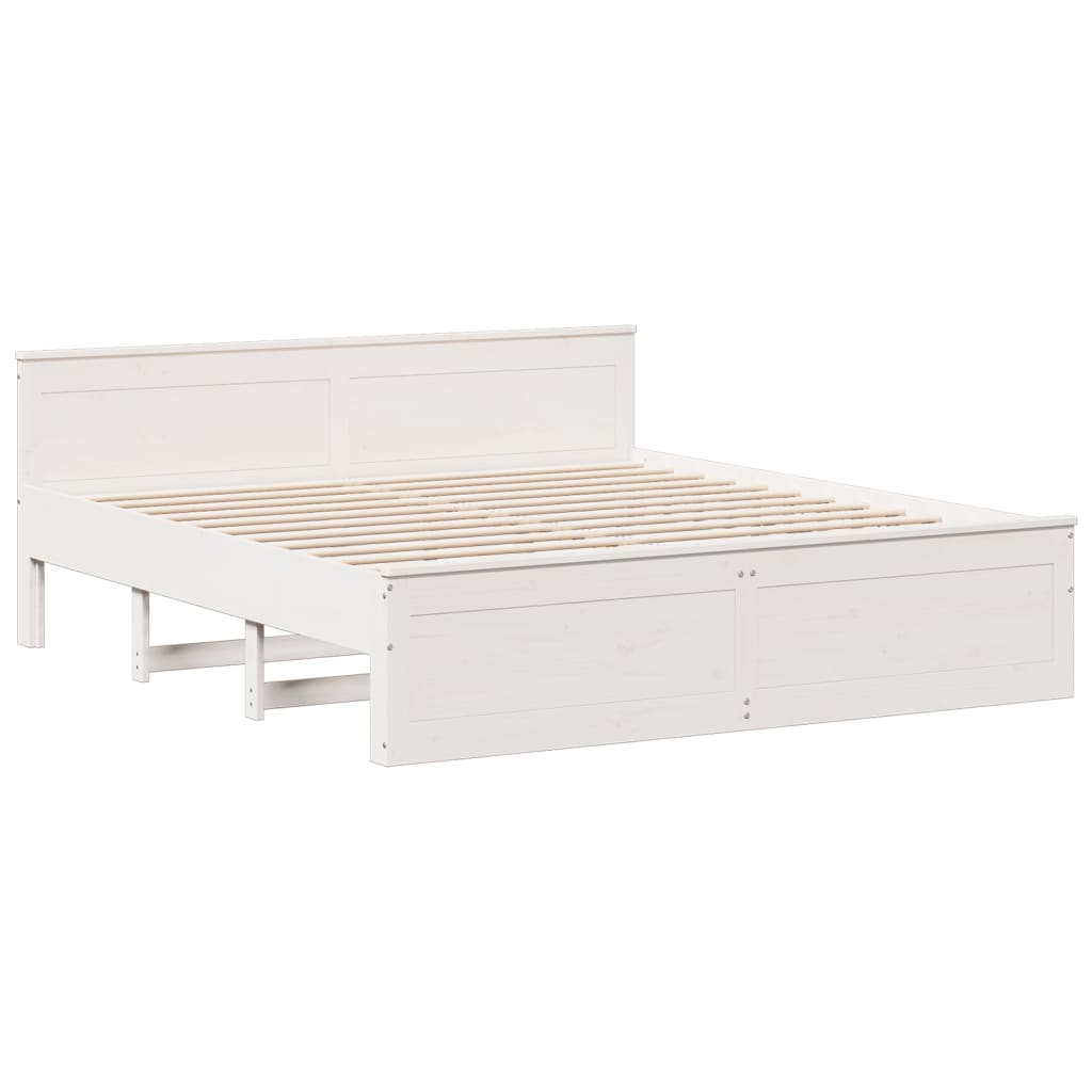 Rustic Wooden Emperor Size 2m Bed Frame Base With Drawers & Headboard