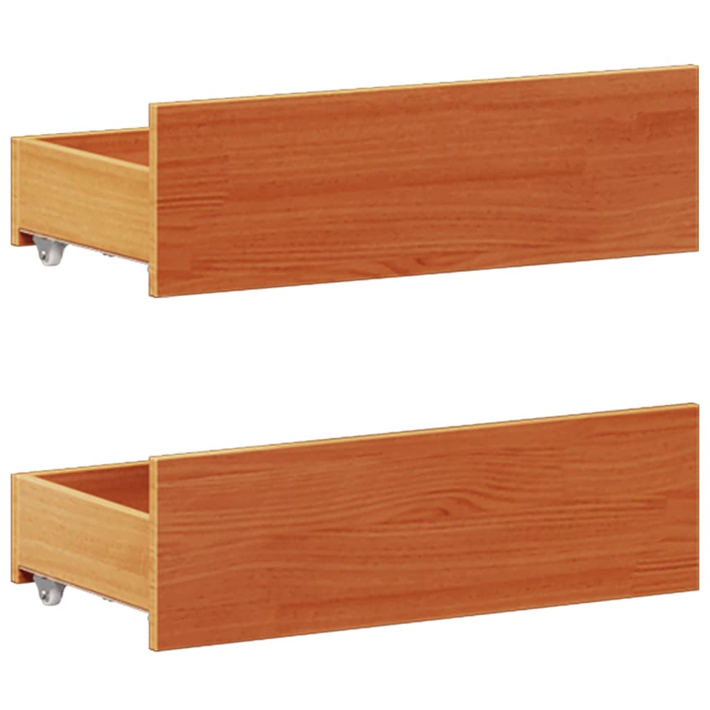 Rustic Wooden Emperor Size 2m Bed Frame Base With Drawers & Headboard