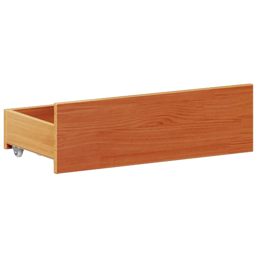 Rustic Wooden Emperor Size 2m Bed Frame Base With Drawers & Headboard