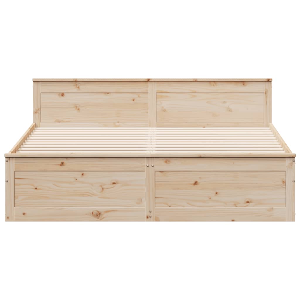 Rustic Wooden Super King Size 180cm Bed Frame Base With Drawers & Headboard