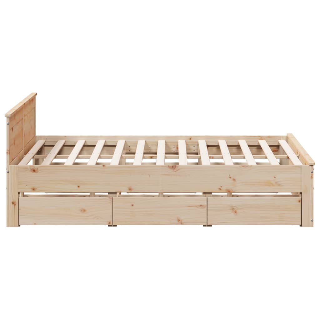 Rustic Wooden Super King Size 180cm Bed Frame Base With Drawers & Headboard
