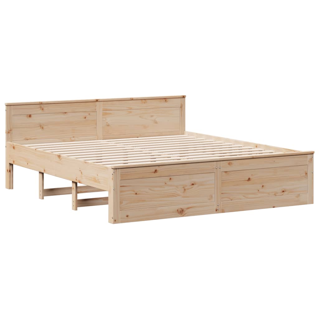 Rustic Wooden Super King Size 180cm Bed Frame Base With Drawers & Headboard