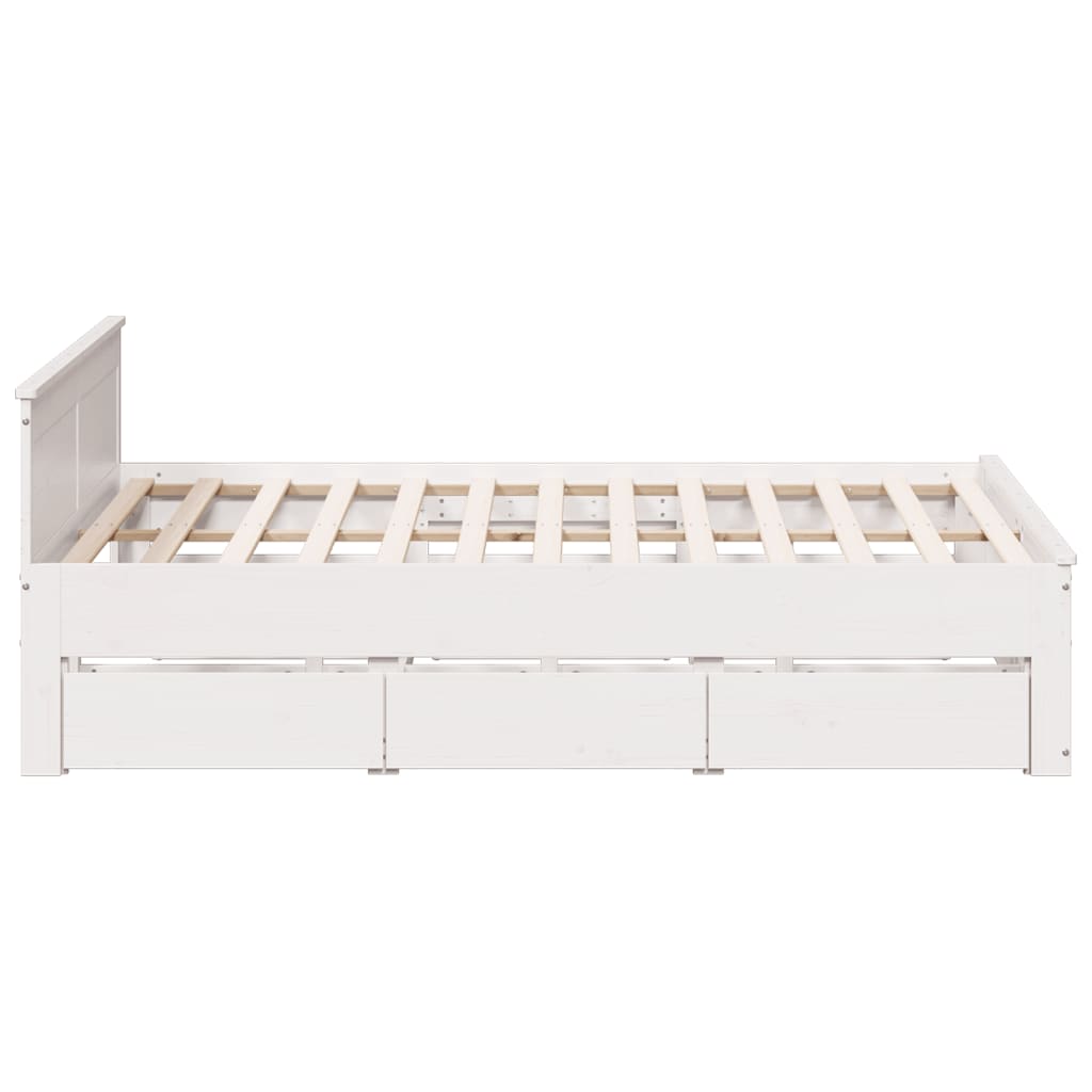 Rustic Wooden Super King Size 180cm Bed Frame Base With Drawers & Headboard