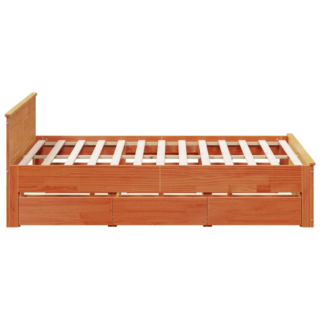 Rustic Wooden Super King Size 180cm Bed Frame Base With Drawers & Headboard