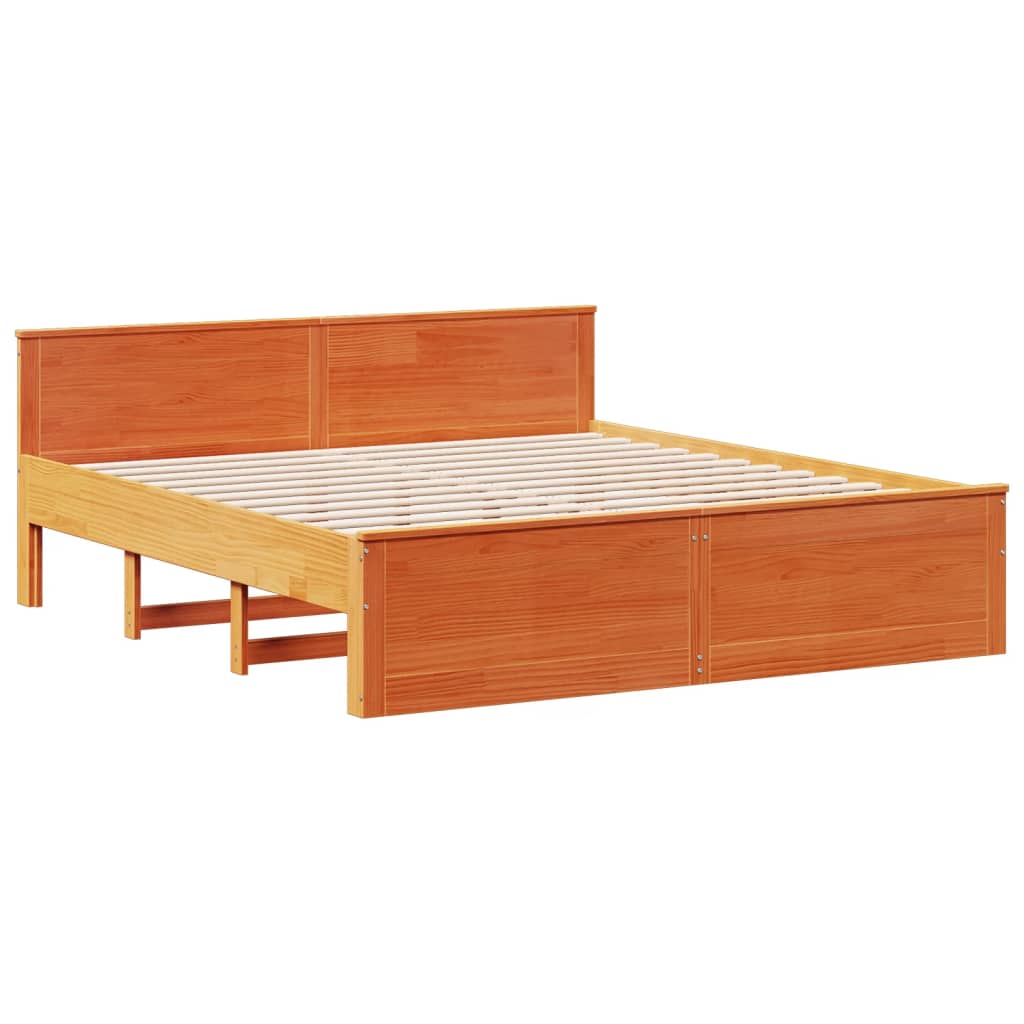 Rustic Wooden Super King Size 180cm Bed Frame Base With Drawers & Headboard