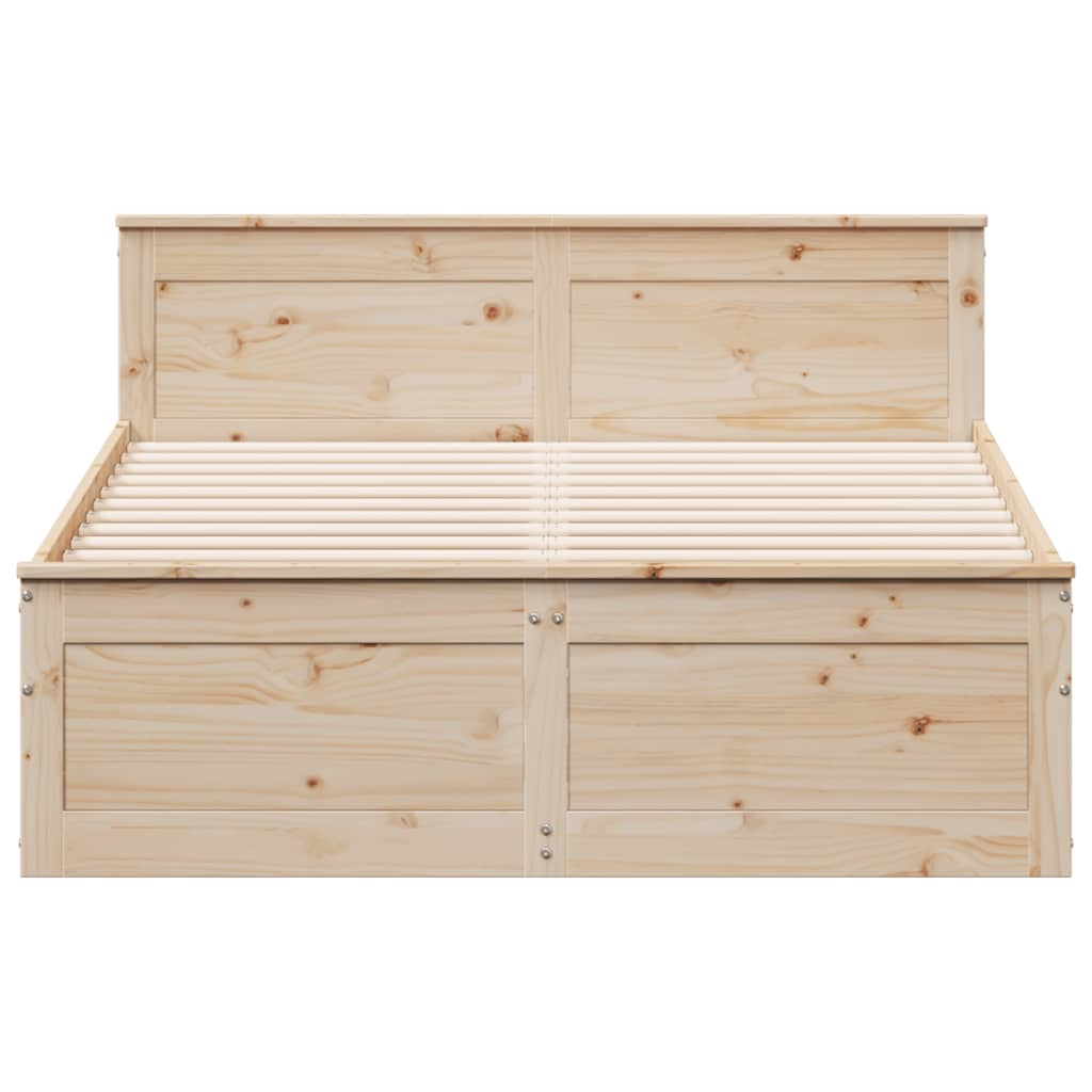 Rustic Wooden Queen Size 160cm Bed Frame Base With Storage Drawers & Headboard