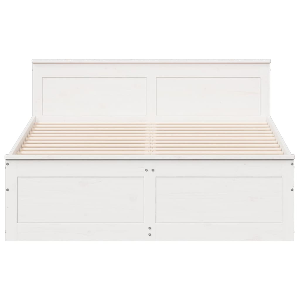 Rustic Wooden Queen Size 160cm Bed Frame Base With Storage Drawers & Headboard