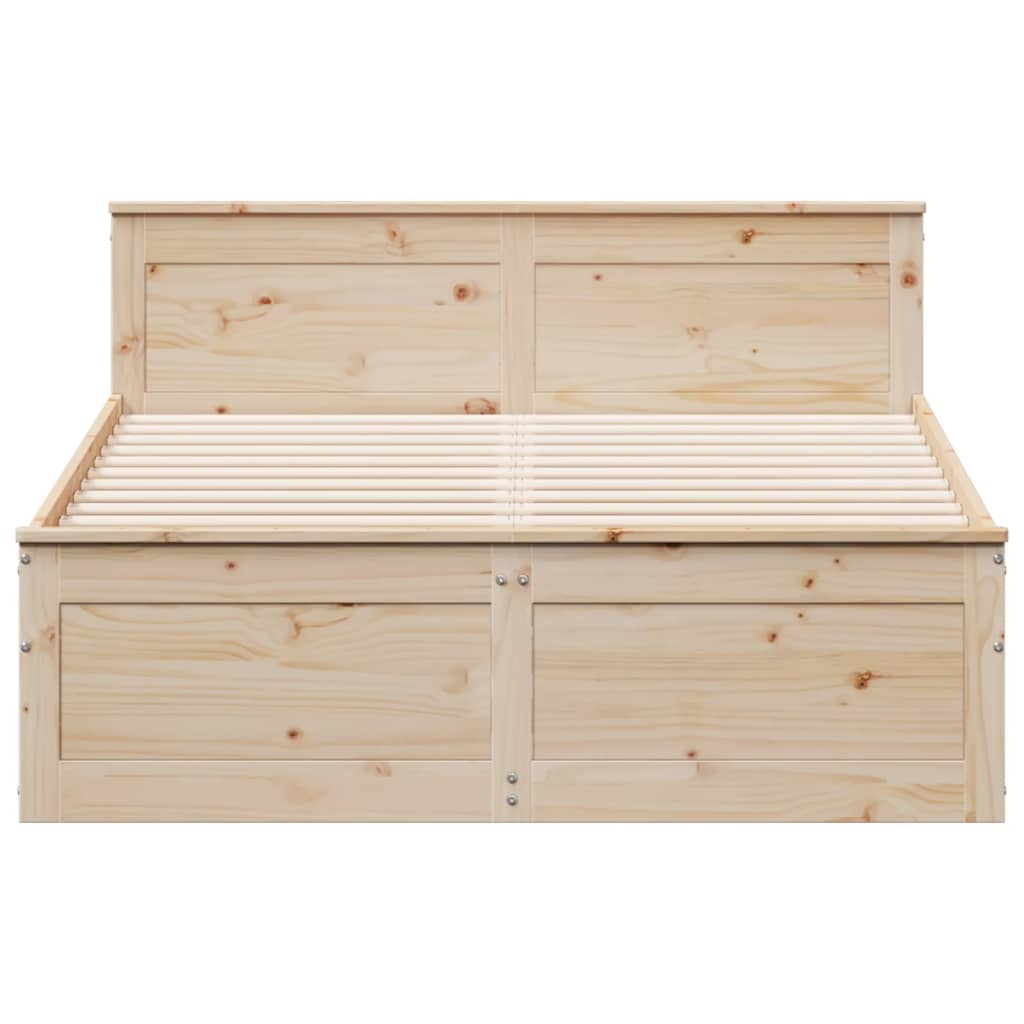 Rustic Wooden King Size 150cm Bed Frame Base With Storage Drawers & Headboard