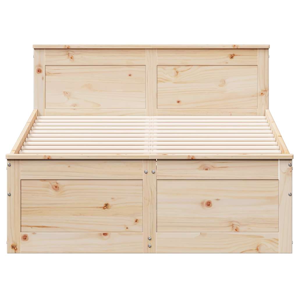 Rustic Wooden Double Size 135cm Bed Frame Base With Drawers & Headboard