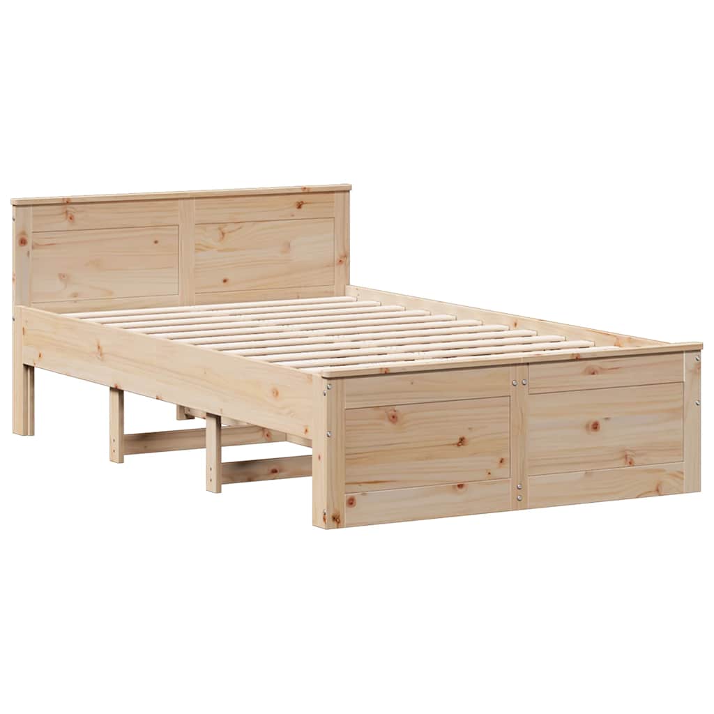 Rustic Wooden Double Size 135cm Bed Frame Base With Drawers & Headboard