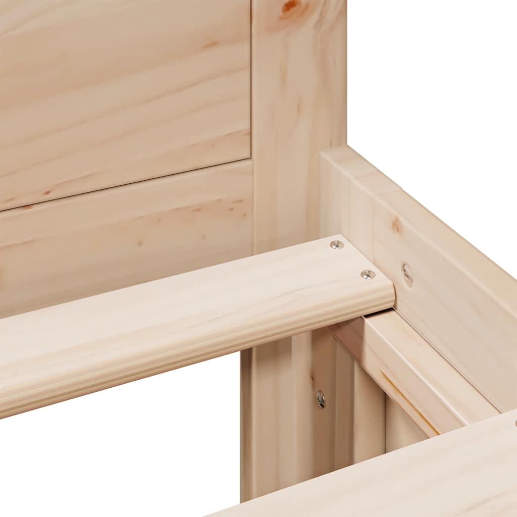 Rustic Wooden Double Size 135cm Bed Frame Base With Drawers & Headboard