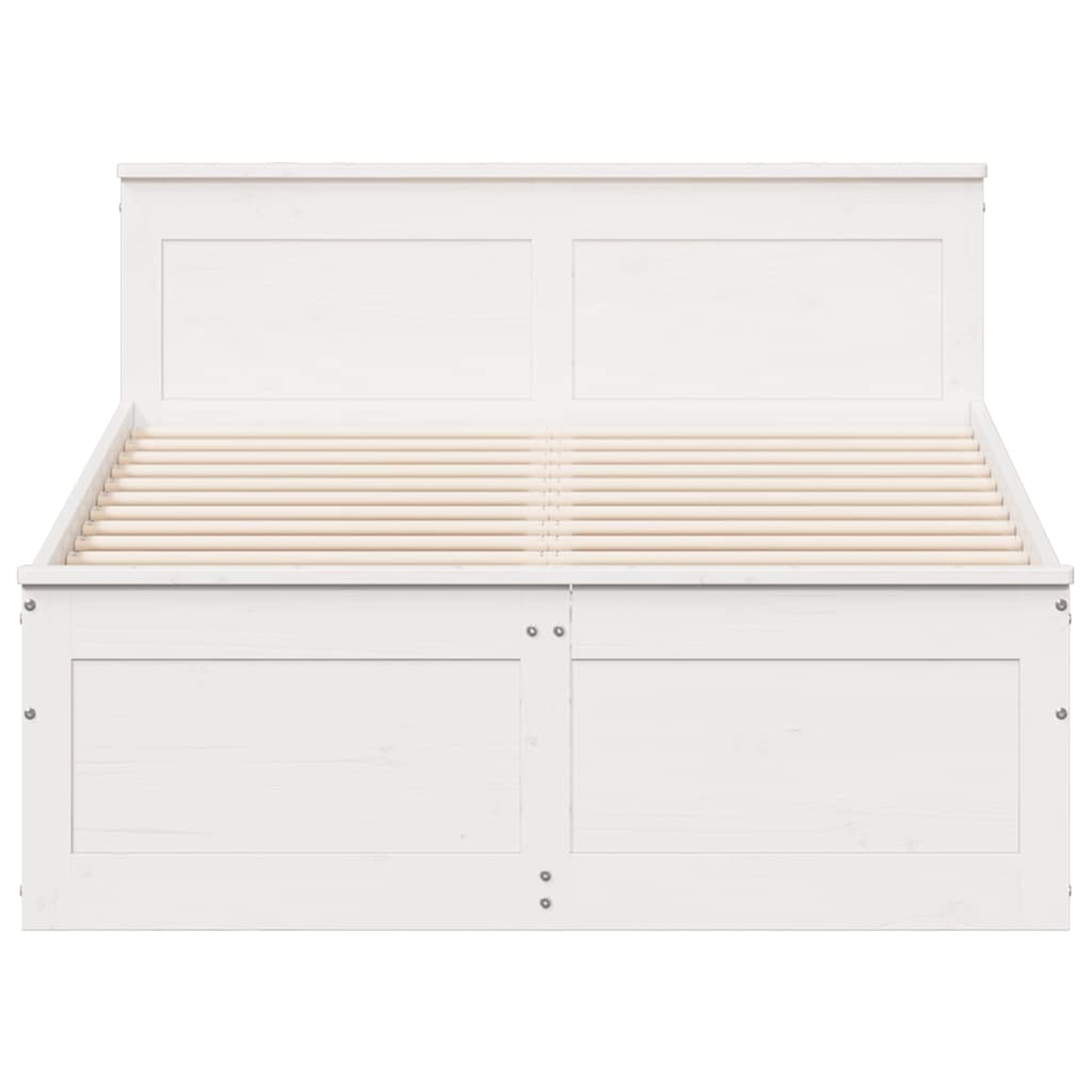 Rustic Wooden Double Size 135cm Bed Frame Base With Drawers & Headboard