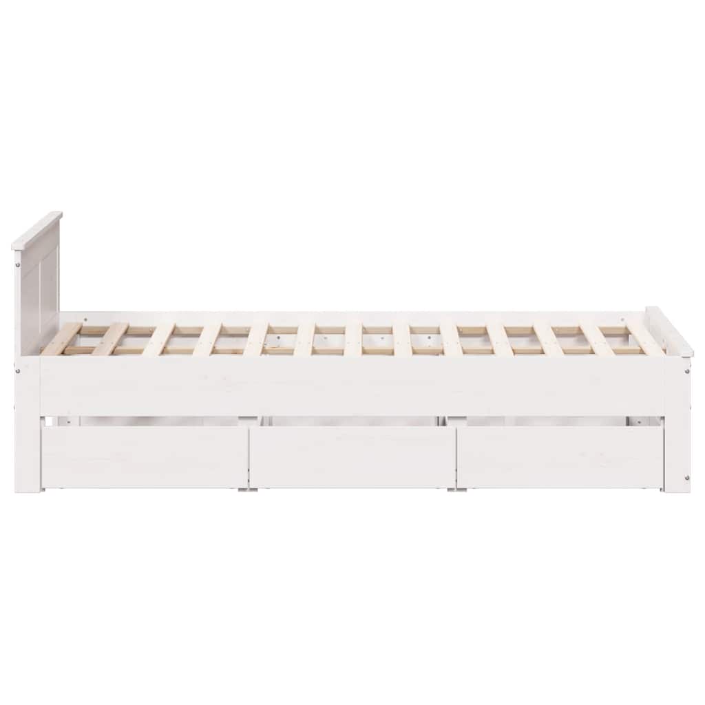Rustic Wooden Double Size 135cm Bed Frame Base With Drawers & Headboard
