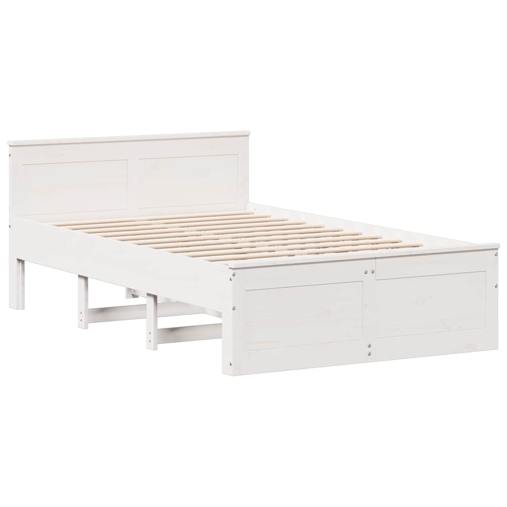 Rustic Wooden Double Size 135cm Bed Frame Base With Drawers & Headboard