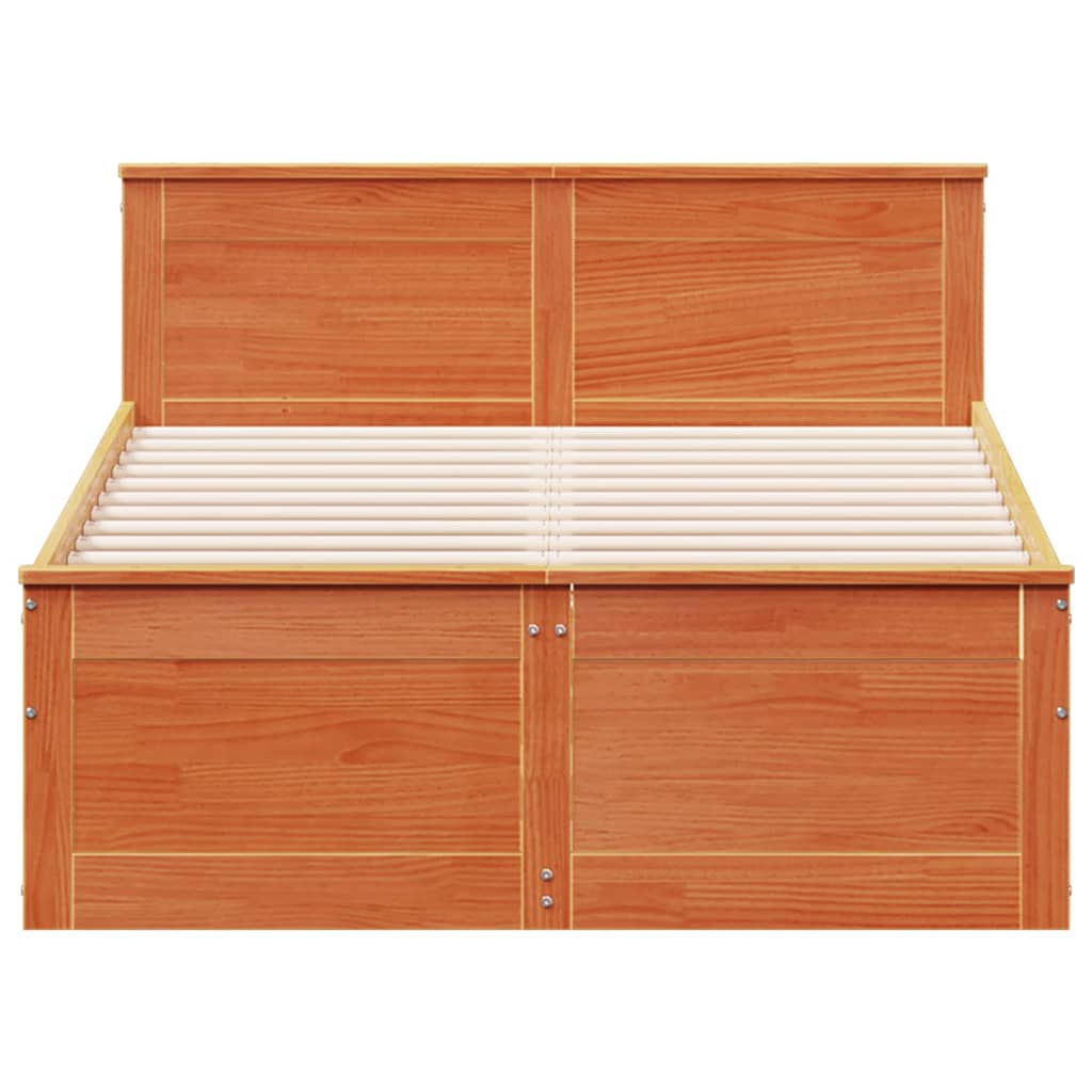 Rustic Wooden Double Size 135cm Bed Frame Base With Drawers & Headboard