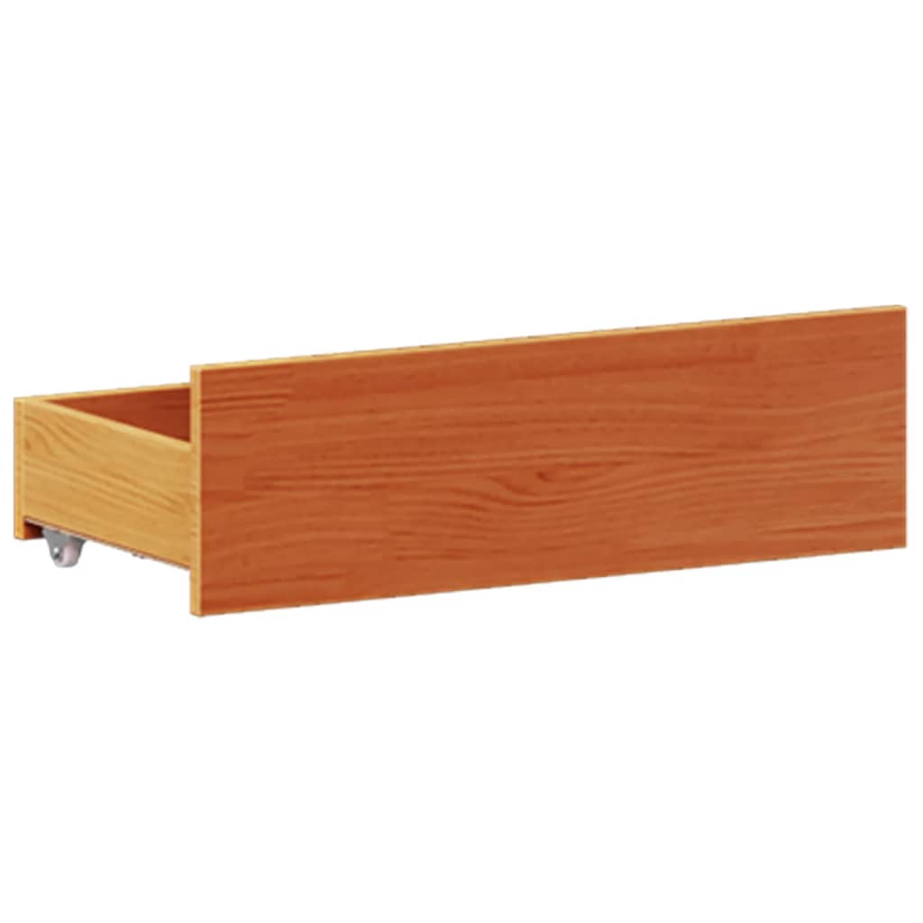 Rustic Wooden Double Size 135cm Bed Frame Base With Drawers & Headboard