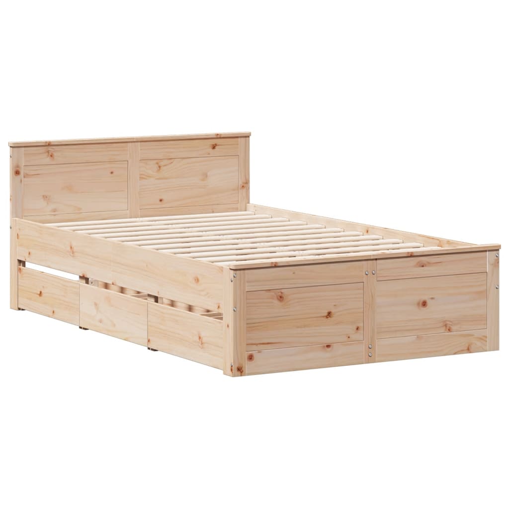 Bed Frame without Mattress with Headboard 120x190 cm Small Double Solid Wood Pine