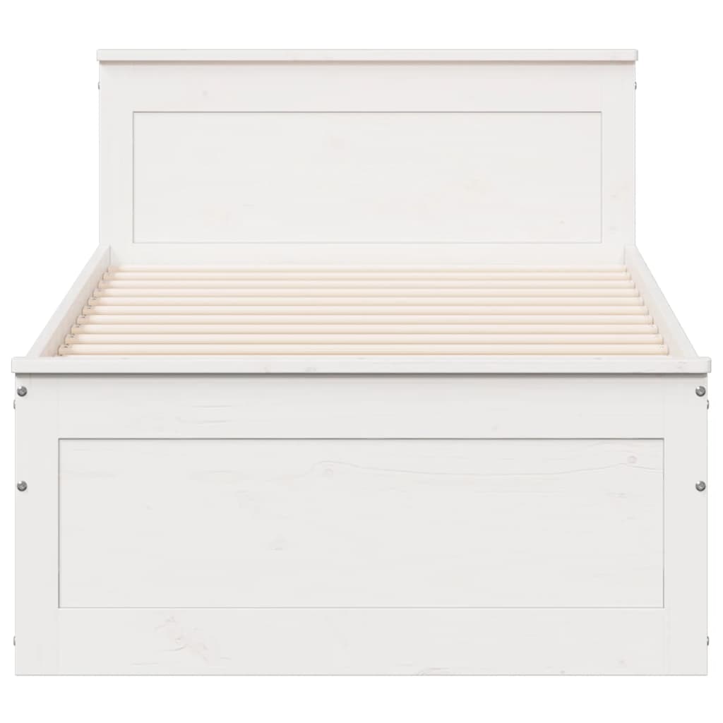 Rustic Wooden Single Size 90cm Bed Frame Base With Storage Drawers & Headboard