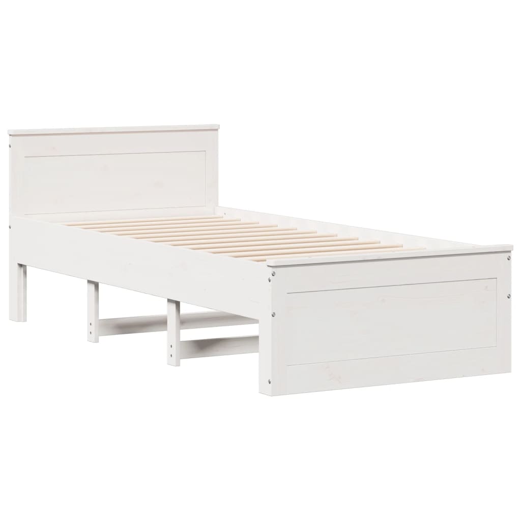 Rustic Wooden Single Size 90cm Bed Frame Base With Storage Drawers & Headboard