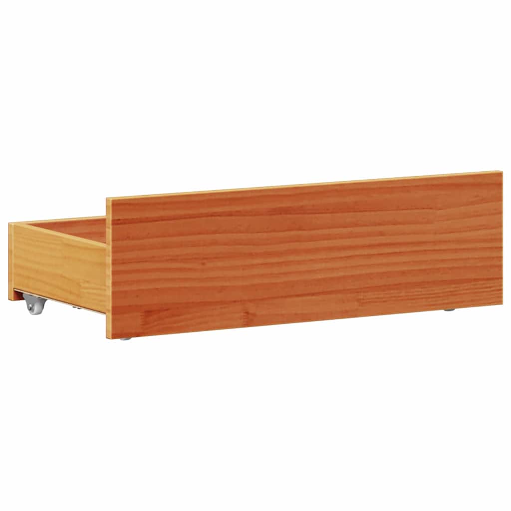 Rustic Wooden Single Size 90cm Bed Frame Base With Storage Drawers & Headboard