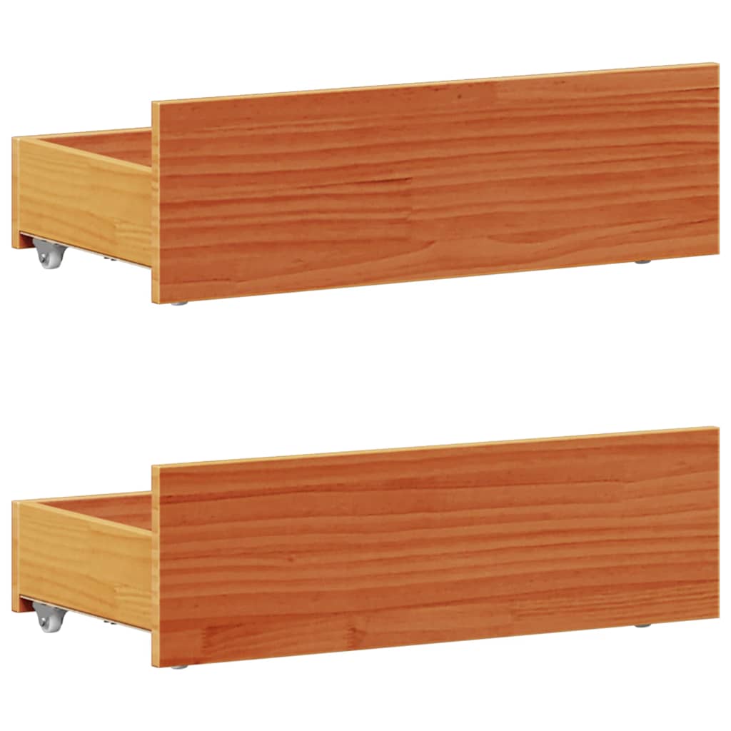 Rustic Wooden Single Size 90cm Bed Frame Base With Storage Drawers & Headboard