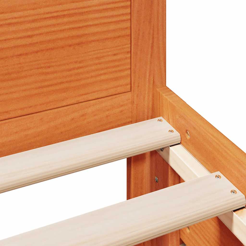 Rustic Wooden Single Size 90cm Bed Frame Base With Storage Drawers & Headboard