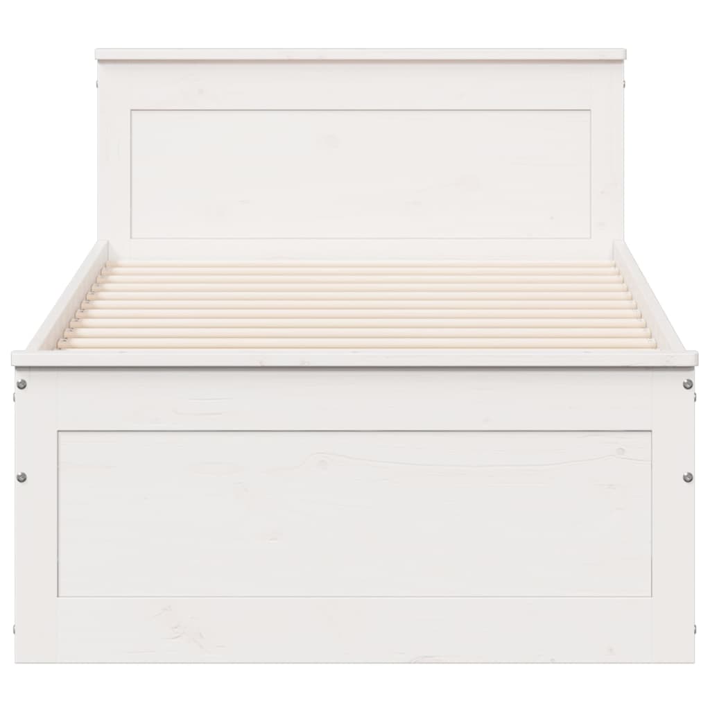 Bed Frame without Mattress with Headboard White 75x190 cm Small Single Solid Wood Pine