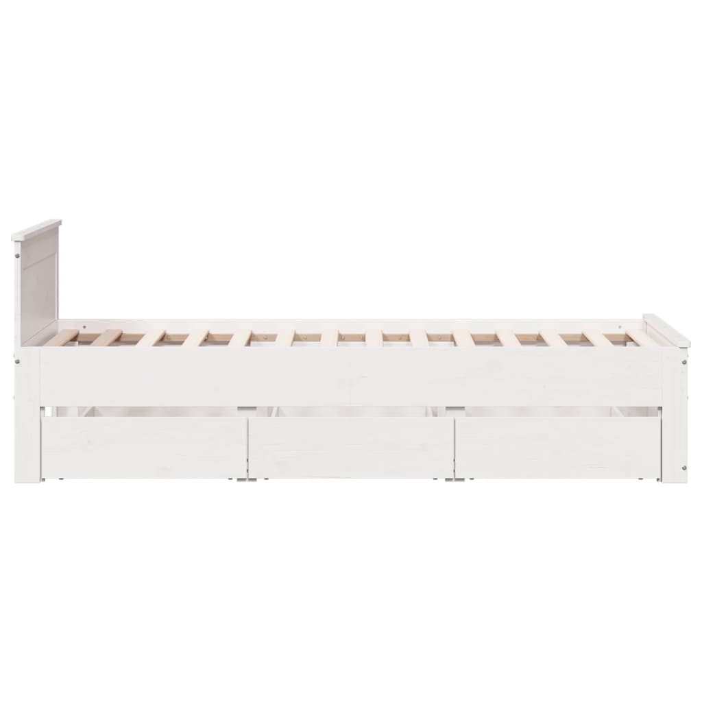 Bed Frame without Mattress with Headboard White 75x190 cm Small Single Solid Wood Pine