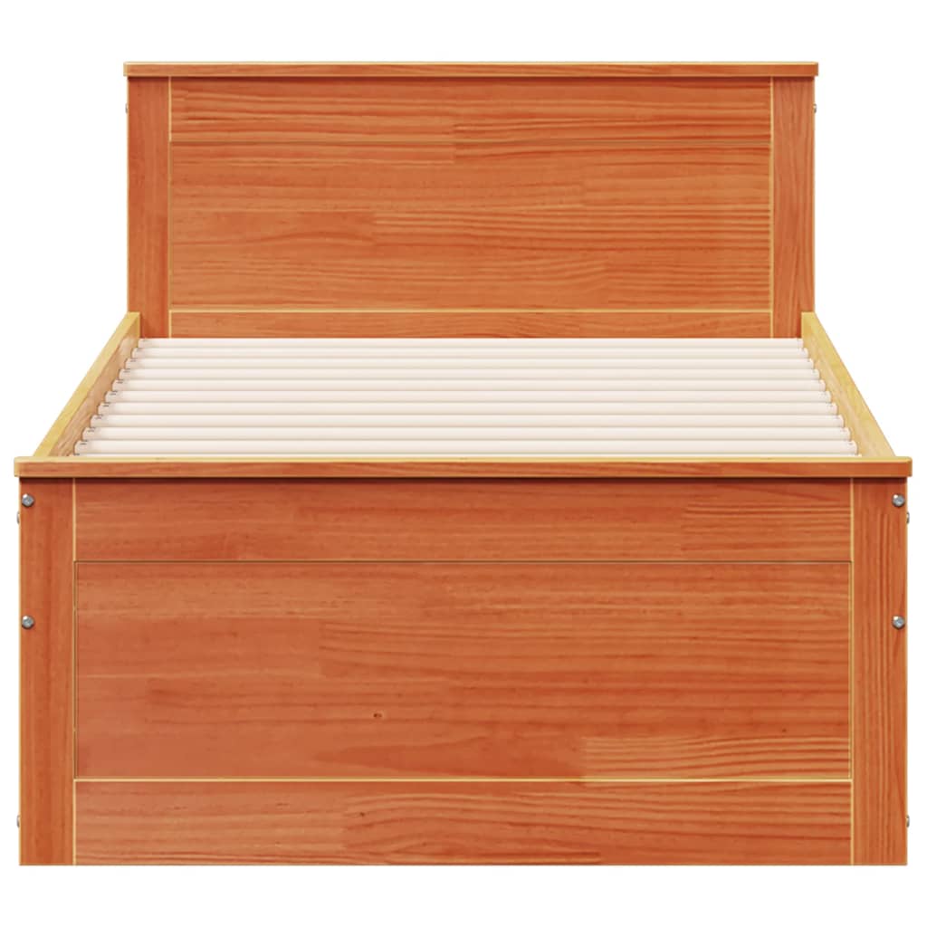 Bed Frame without Mattress with Headboard Wax Brown 75x190 cm Small Single Solid Wood Pine