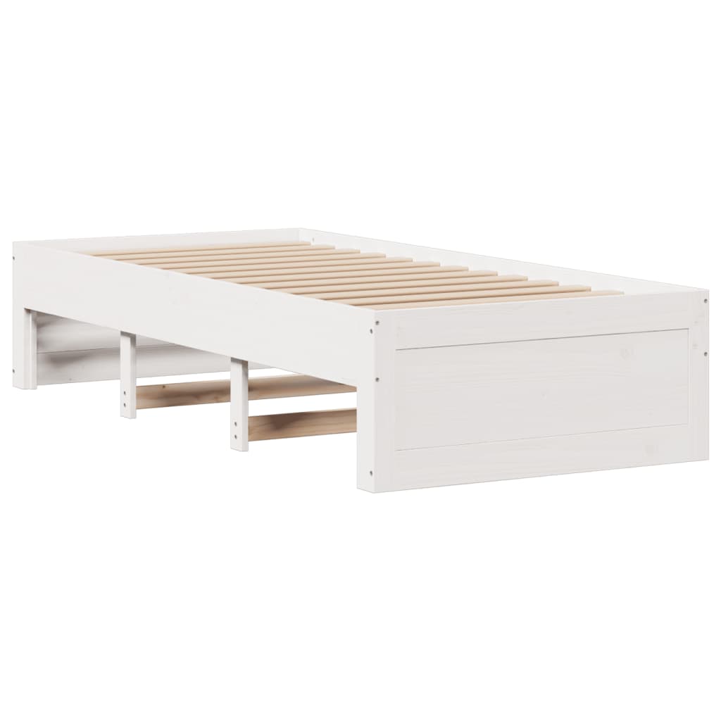Bed Frame without Mattress with Drawers White 90x190 cm Single Solid Wood Pine