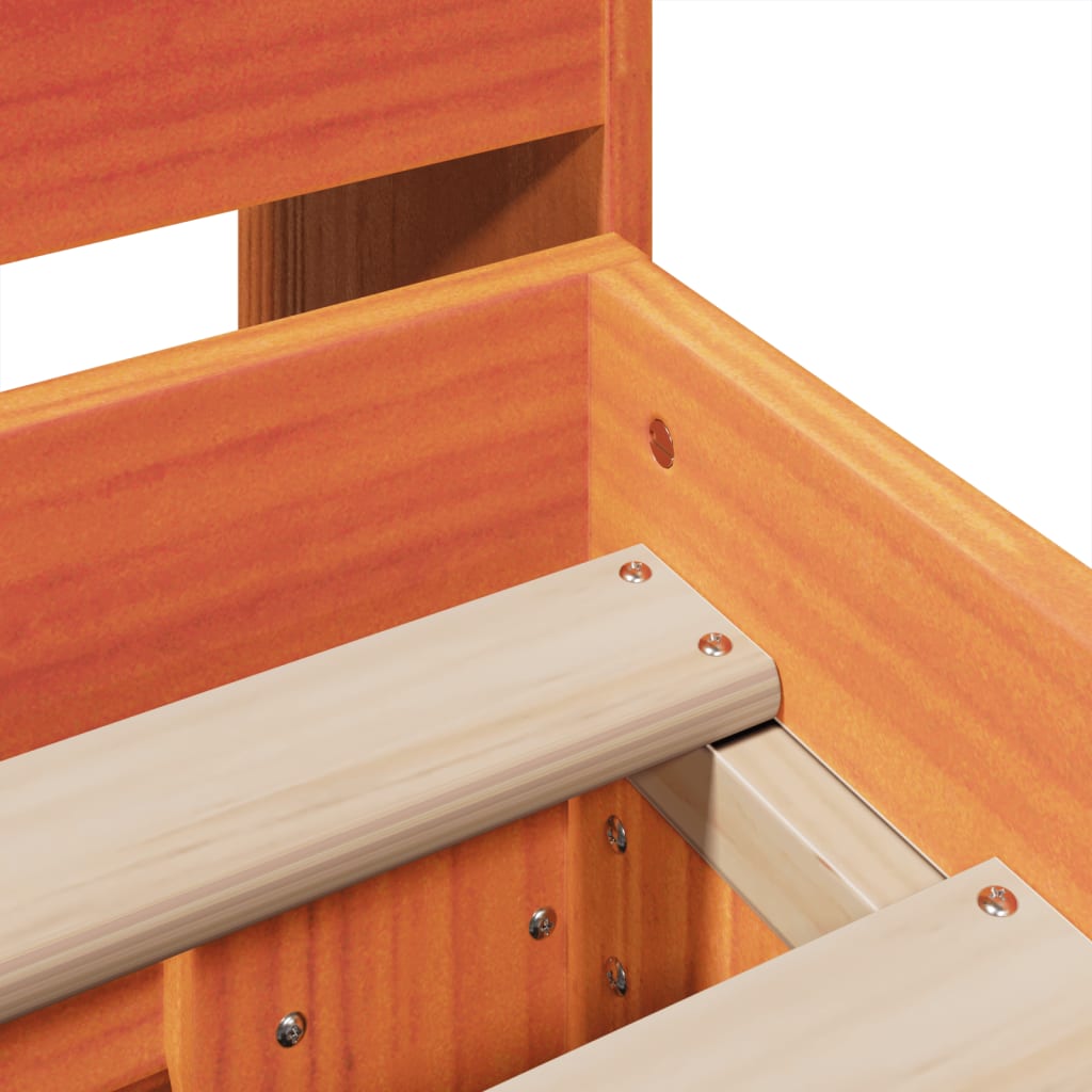 Bed Frame without Mattress Wax Brown 200x200 cm Solid Wood Pine