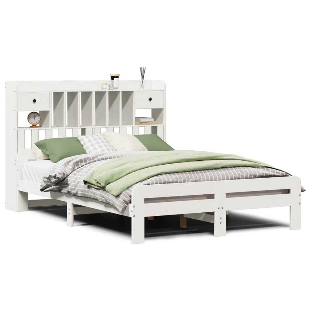 Bookcase Bed without Mattress White 160x200 cm Solid Wood Pine