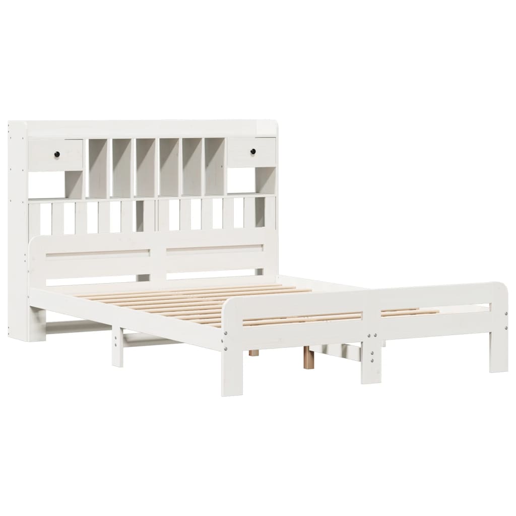 Bookcase Bed without Mattress White 160x200 cm Solid Wood Pine