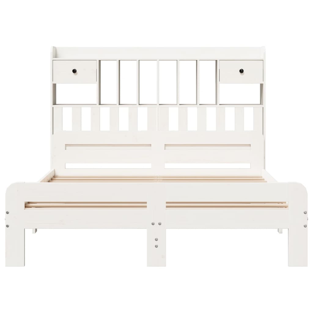 Bookcase Bed without Mattress White 160x200 cm Solid Wood Pine