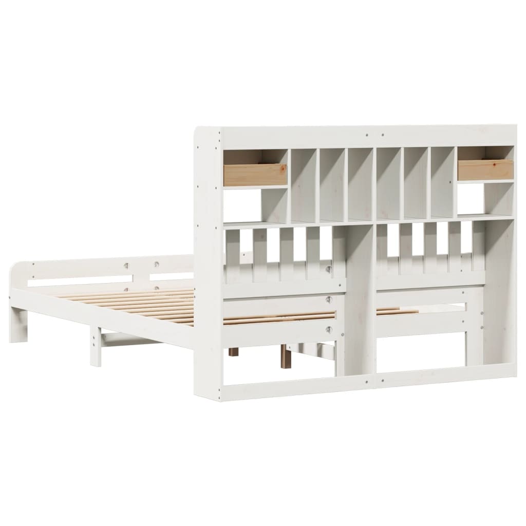Bookcase Bed without Mattress White 160x200 cm Solid Wood Pine