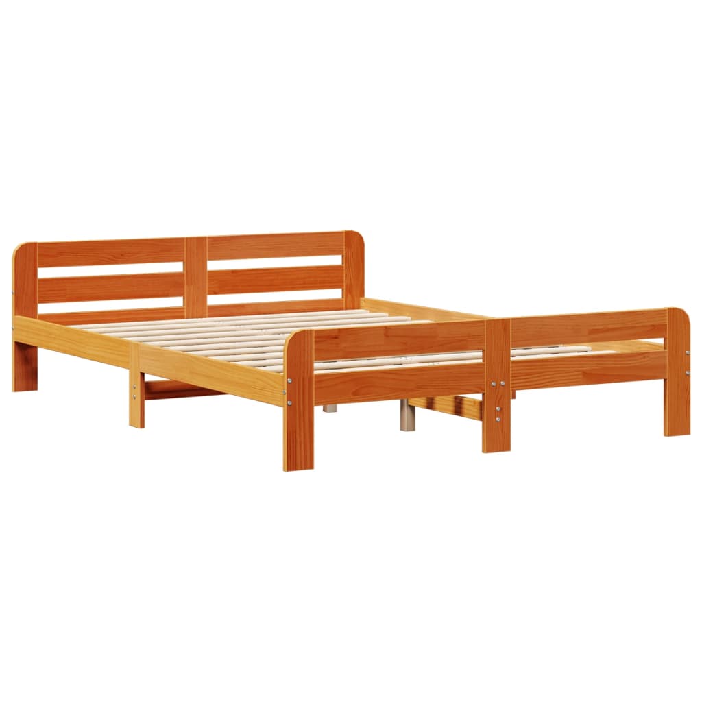 Bookcase Bed without Mattress Wax Brown 140x190cm Solid Wood Pine