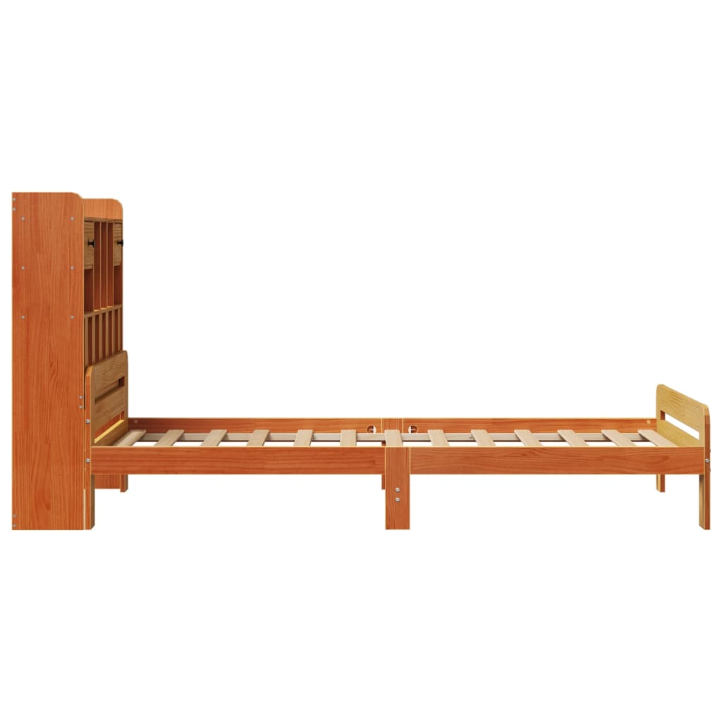 Bookcase Bed without Mattress Wax Brown 75x190 cm Small Single Solid Wood Pine