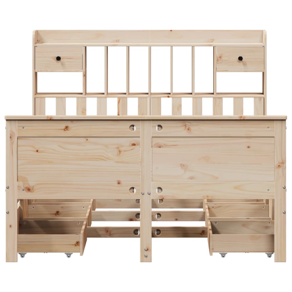 Bookcase Bed without Mattress 150x200 cm King Solid Wood Pine