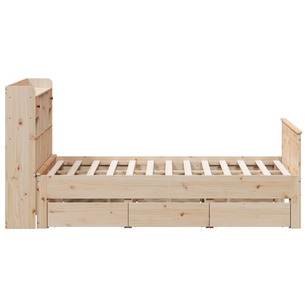 Bookcase Bed without Mattress 150x200 cm King Solid Wood Pine