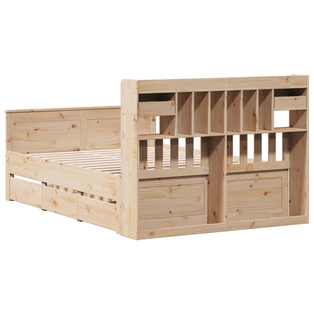 Bookcase Bed without Mattress 150x200 cm King Solid Wood Pine